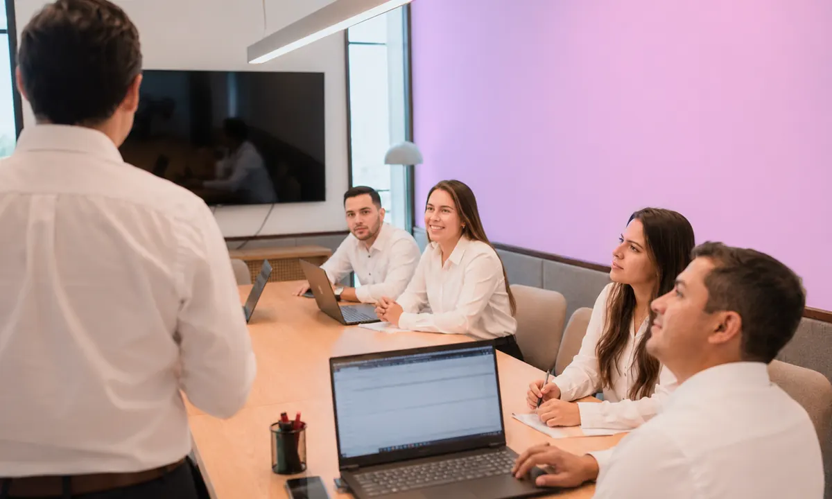 Sesión de formación en una oficina de Habi